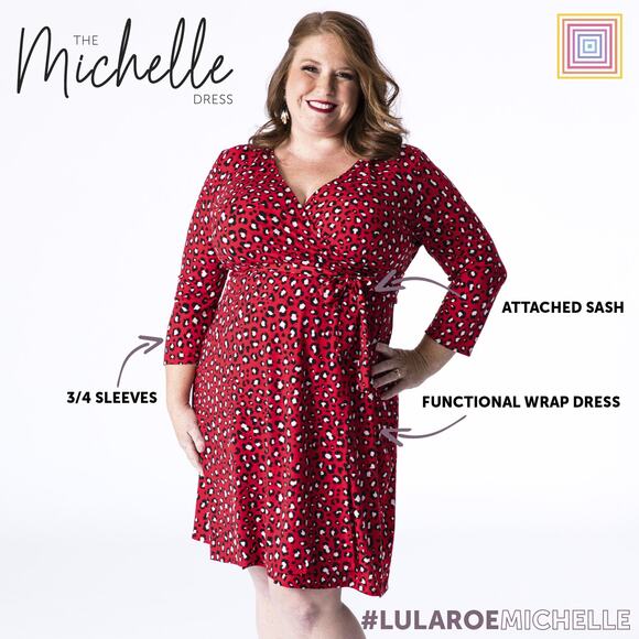 LuLaRoe Michelle Wrap Dress 2XL Navy Blue Solid Adjustable 3/4 Sleeve - Picture 9 of 10